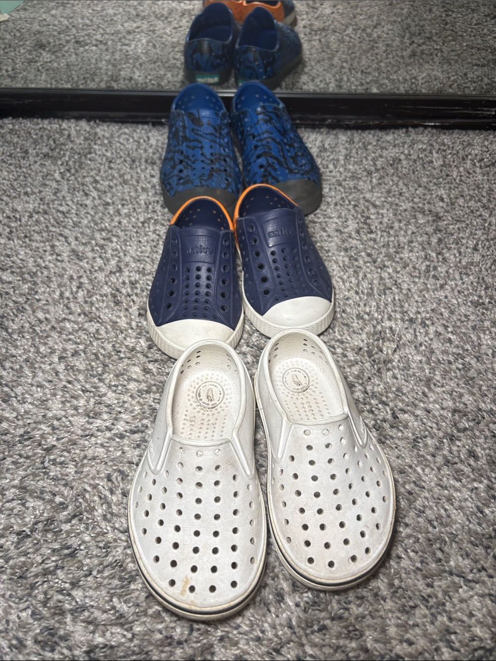 3 pair - Native Slip-On Shoes (White, Navy, Orange.